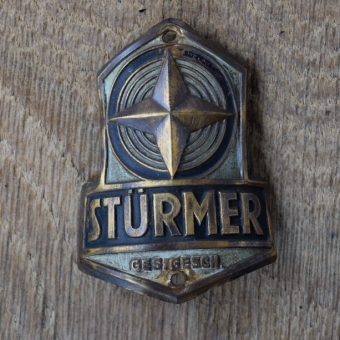 Steuerkopfschild STÜRMER, 50er Jahre, Originalschild aus Sammlungsbestand 
