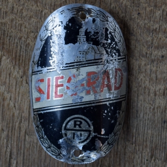 Steuerkopfschild SIEG-RAD, 50er Jahre, Originalschild aus Sammlungsbestand 