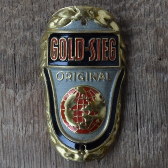 Steuerkopfschild GOLD-SIEG, 50er Jahre, Originalschild aus Sammlungsbestand 