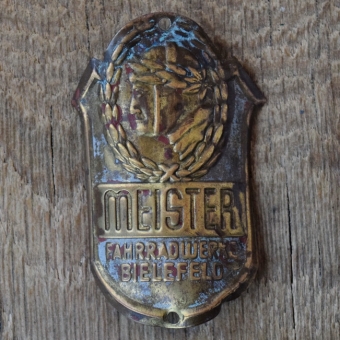 Steuerkopfschild MEISTER, 50er Jahre, Originalschild aus Sammlungsbestand 