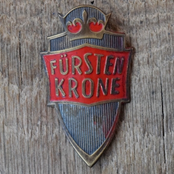 Steuerkopfschild FÜRSTEN KRONE, 50er Jahre, Originalschild aus Sammlungsbestand 