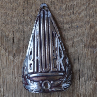 Steuerkopfschild BAUER, 50er Jahre, Originalschild aus Sammlungsbestand 