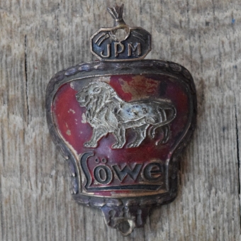 Steuerkopfschild LÖWE, 30er Jahre, Originalschild aus Sammlungsbestand 