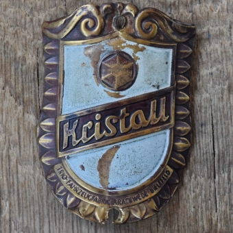 Steuerkopfschild KRISTALL, 50er Jahre, Originalschild aus Sammlungsbestand 