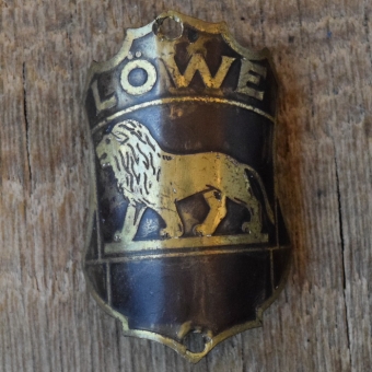 Steuerkopfschild LÖWE, 50er Jahre, Originalschild aus Sammlungsbestand 