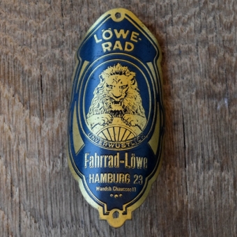 Steuerkopfschild LÖWE-RAD, 30er Jahre, Originalschild aus Sammlungsbestand 