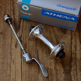 Nabe Niederflansch "Campagnolo Athena", Aluminium, 90er Jahre, NOS/NIB, 36Loch, neu im Originalkarton 