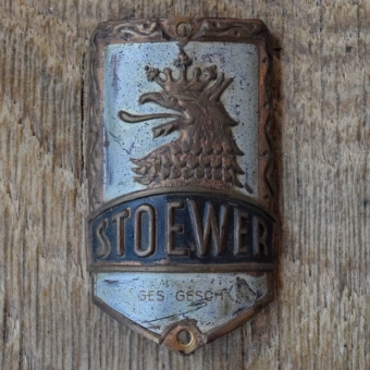 Steuerkopfschild STOEWER, 50er Jahre, Originalschild aus Sammlungsbestand 