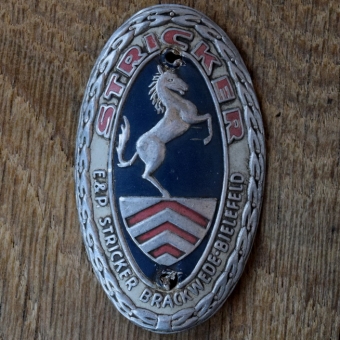 Steuerkopfschild STRICKER, 50er Jahre, Originalschild aus Sammlungsbestand 