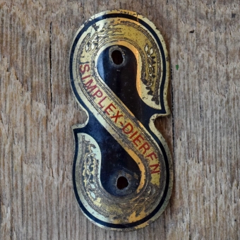 Steuerkopfschild SIMPLEX-DIEREN, 70er Jahre, Originalschild aus Sammlungsbestand 