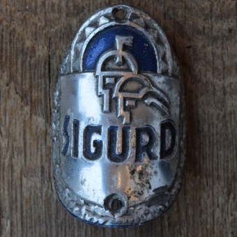 Steuerkopfschild SIGURD, 50er Jahre, Originalschild aus Sammlungsbestand 