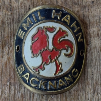 Steuerkopfschild EMIL HAHN BACKNANG, 50er Jahre, Originalschild aus Sammlungsbestand 