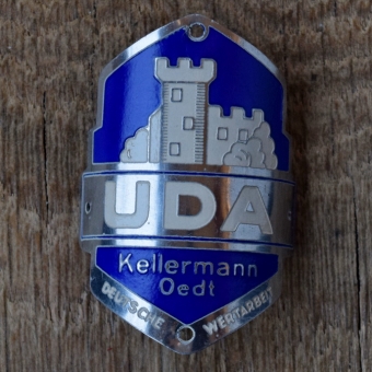 Steuerkopfschild UDA, 50er Jahre, Originalschild aus Sammlungsbestand 