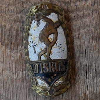Steuerkopfschild DISKUS, 50er Jahre, Originalschild aus Sammlungsbestand 