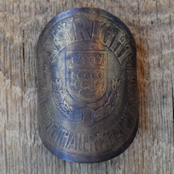 Steuerkopfschild ALLRIGHT, 30er Jahre, Originalschild aus Sammlungsbestand 