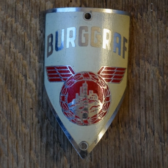 Steuerkopfschild BURGGRAF, 50er Jahre, Originalschild aus Sammlungsbestand 