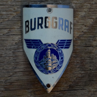 Steuerkopfschild BURGGRAF, 50er Jahre, Originalschild aus Sammlungsbestand 