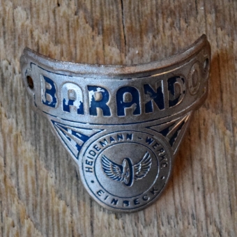 Steuerkopfschild BARANDO, 30er Jahre, Originalschild aus Sammlungsbestand 