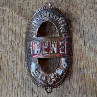 Steuerkopfschild HAENEL, 30er Jahre, Originalschild aus Sammlungsbestand 
