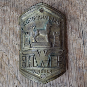 Steuerkopfschild HWE HEIDEMANN-WERKE EINBECK, 50er Jahre, Originalschild aus Sammlungsbestand 