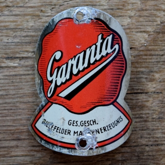 Steuerkopfschild GARANTA, 50er Jahre, Originalschild aus Sammlungsbestand 