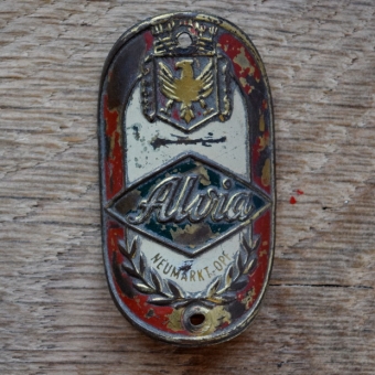 Steuerkopfschild ALVIA, 50er Jahre, Originalschild aus Sammlungsbestand 