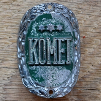 Steuerkopfschild KOMET, 50er Jahre, Originalschild aus Sammlungsbestand 
