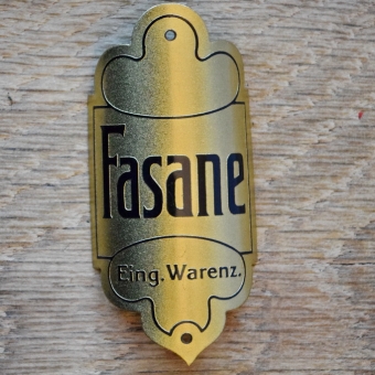 Steuerkopfschild FASANE, 50er Jahre, Originalschild aus Sammlungsbestand 
