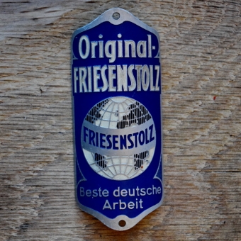 Steuerkopfschild FRIESENSTOLZ, 30er Jahre, Originalschild aus Sammlungsbestand 