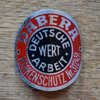 Steuerkopfschild DABERA, 50er Jahre, Originalschild aus Sammlungsbestand 