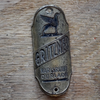 Steuerkopfschild GRITZNER, 30er Jahre, Originalschild aus Sammlungsbestand 