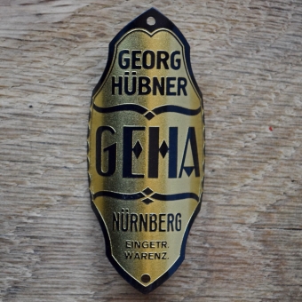 Steuerkopfschild GEHA, 30er Jahre, Originalschild aus Sammlungsbestand 