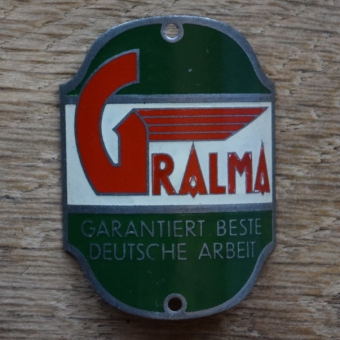 Steuerkopfschild GRALMA, 50er Jahre, Originalschild aus Sammlungsbestand 