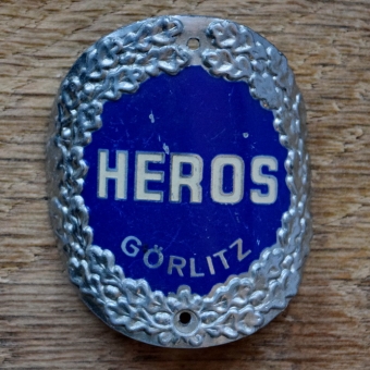 Steuerkopfschild HEROS, 30er Jahre, Originalschild aus Sammlungsbestand 