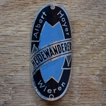 Steuerkopfschild HEIDEWANDERER, 30er Jahre, Originalschild aus Sammlungsbestand 