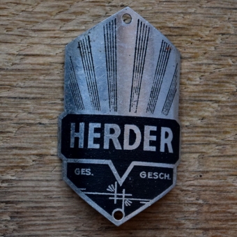 Steuerkopfschild HERDER, 50er Jahre, Originalschild aus Sammlungsbestand 