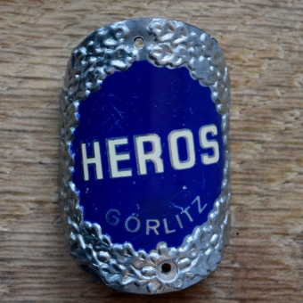 Steuerkopfschild HEROS, 30er Jahre, Originalschild aus Sammlungsbestand 