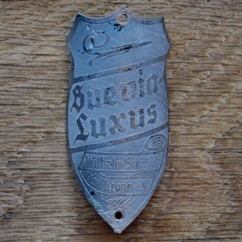 Steuerkopfschild SUEVIA-LUXUS, 50er Jahre, Originalschild aus Sammlungsbestand 