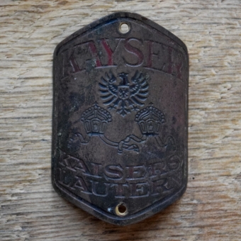 Steuerkopfschild KAYSER, 30er Jahre, Originalschild aus Sammlungsbestand 