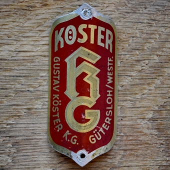 Steuerkopfschild KÖSTER, 50er Jahre, Originalschild aus Sammlungsbestand 