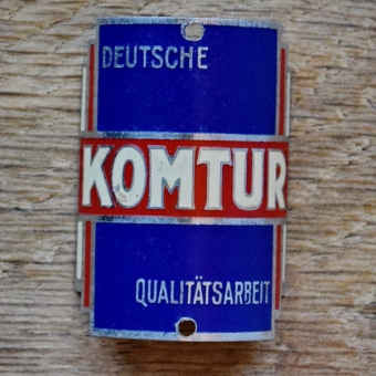 Steuerkopfschild KOMTUR, 50er Jahre, Originalschild aus Sammlungsbestand 