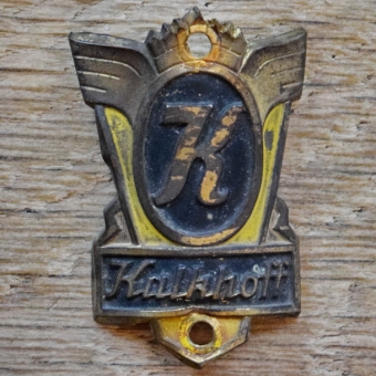 Steuerkopfschild KALKHOFF, 50er Jahre, Originalschild aus Sammlungsbestand 
