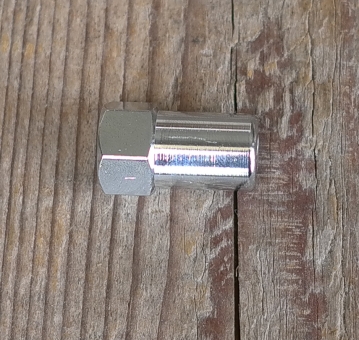 Achsmutter, Kettenleitmutter, verchromt, passend für F&S Dreigang Naben 60-80er Jahre, FG 10,5 mm 