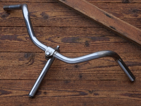 Fahrradlenker mit Vorbau FRIKO, DIAMANT-Kuhhorn-Form, 50er/60er J., verchromt, gebr. 