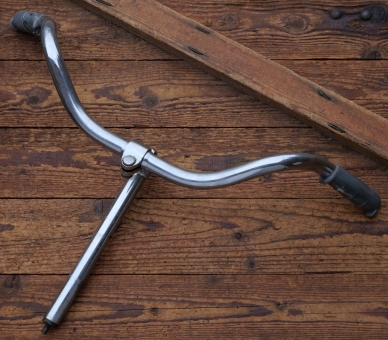 Fahrradlenker mit Vorbau WISSNER, DIAMANT-Kuhhorn-Form, 50er/60er J., verchromt, gebr. 