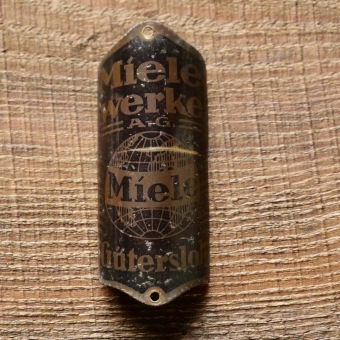 Steuerkopfschild MIELE, 1930er Jahre, gebr. 