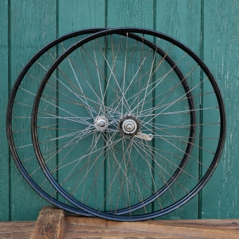 Laufradsatz 26 Zoll (559) für Drahtbereifung, original 1952, Naben: vorn WIPPERMANN/hinten F&S Torpedo, gebr. 