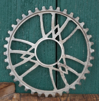 Kettenblatt VICTORIA, 10er/20er J., 5/8 Zoll, vernickelt, Gewinde-Durchmesser 55mm, 38 Zähne, gebr. 