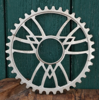 Kettenblatt VICTORIA, 10er/20er J., 5/8 Zoll, vernickelt, Gewinde-Durchmesser 55mm, 38 Zähne, gebr. 