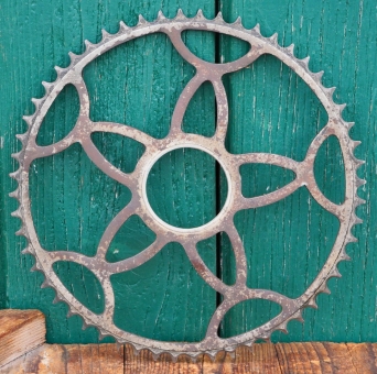 Kettenblatt WANDERER, 10er J., 1/2 Zoll, vernickelt, 56 Zähne, Gewinde-Durchmesser 53mm, gebr. 